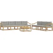 vidaXL Set da salotto da esterno, 7 pezzi, bianco e grigio chiaro