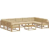 vidaXL Set da salotto da esterno, 10 pezzi, bianco e beige