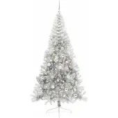 vidaXL Albero di Natale artificiale preilluminato argento 210 cm PET