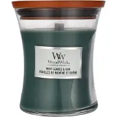 Woodwick Foglie di Menta con Vaso in Rovere 275 g — Candela Profumata