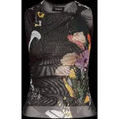 Desigual , maglietta in tulle con fiori, Donna, Poliestere, Nero, L
