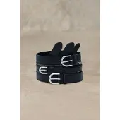 Desigual , Cintura effetto pelle con frange, Cow Leather, Nero, 85