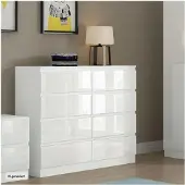 HTI Credenza Kenji 8 cassetti bianco lucido