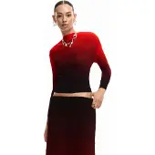Desigual , Blusa sfumata, Donna, Poliestere, Rosso, S