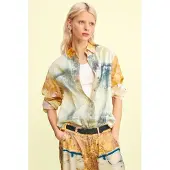 Desigual , Camicia ibrida in denim, Donna, Cotone, Giallo, M