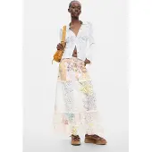 Desigual , Gonna stampata a fiori, Donna, Cotone, Bianco, M