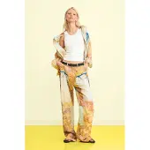 Desigual , Pantaloni stampati ibridi, Donna, Lyocell, Giallo, XL