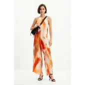 Desigual , Tuta lunga astratta, Viscosa, Arancione, L