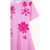Desigual , vestito a pieghe con fiori, Bambini, Cotone, Rosso, 3/4