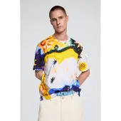 Desigual , T-shirt stampato cosmos, Uomo, Cotone, Blu, M