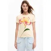 Desigual , T-shirt ibisco, Cotone, Bianco, M