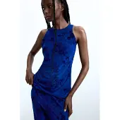 Desigual , Canotta floccata, Donna, Poliestere, Blu, M