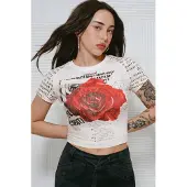 Desigual , Maglietta stampata 100% cotone, Donna, Cotone, Bianco, XS