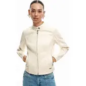 Desigual , Giacca collo alla coreana, Donna, Poliestere, Bianco, XXL