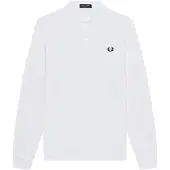 Fred perry per uomo. M6006 Polo liscio a manica lunga bianco (M), Casual, Cotone