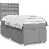 vidaXL Letto a molle con materasso grigio chiaro 80x200 cm in tessuto