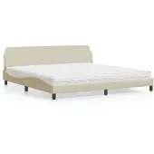 vidaXL Letto con materasso "Dover" crema 200x200 cm tessuto