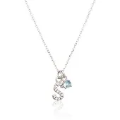 JVD Decent Silver "S" Collana con Blue Zircon SVLN0324XH2BI0S