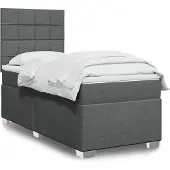 vidaXL Letto a molle con materasso grigio scuro 80x200 cm in tessuto