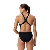 Speedo Women's Placement Printed Powerback Costume intero Donna (42, nero)