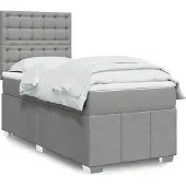 vidaXL Letto a molle con materasso grigio chiaro 90x190 cm in tessuto