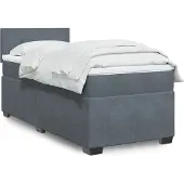 vidaXL Letto a molle con materasso grigio scuro 90x200 cm in velluto