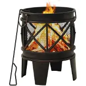 vidaXL Caminetto rustico con attizzatoio Φ42x54 cm in acciaio