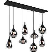 TRIO Lighting Lampada a sospensione Lumina, a 8 luci, nero/cromo, vetro