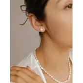 Hey Happiness Orecchini 'Dot Pearl' argento