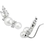 JwL Luxury Pearls Orecchini Longitudinali Argento Perle Cristalli — Orecchini