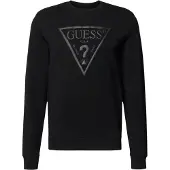 GUESS per uomo. M6YQ37K4103 Felpa con logo ricamato nero (S), Casual, Cotone