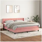 vidaXL Letto a molle con materasso rosa 160x200 cm in velluto
