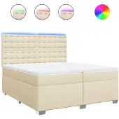 Syfax Giroletto a Molle con Materasso Crema 200x200 cm in Tessuto