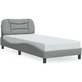 vidaXL Giroletto con testiera in tessuto grigio chiaro 100x200 cm