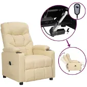 vidaXL Poltrona relax elettrica in tessuto crema