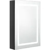 vidaXL Specchio LED per bagno Nero lucido 50x13x70 cm