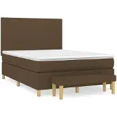 vidaXL Letto a molle con materasso marrone scuro 140x200 cm in tessuto