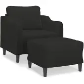 vidaXL Poltrona con sgabello nero 60 cm in tessuto