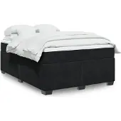 vidaXL Letto a molle con materasso nero 160x200 cm in velluto