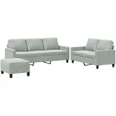 vidaXL set divano 3 pezzi con cuscini in velluto grigio chiaro