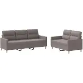 vidaXL Set di divani a 2 pezzi con cuscini in tessuto taupe