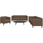 vidaXL Set divano 3 pezzi tessuto marrone