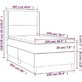 vidaXL Letto a molle con materasso nero 100x200 cm in tessuto