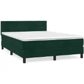 vidaXL Letto a molle con materasso verde scuro 140x200 cm in velluto