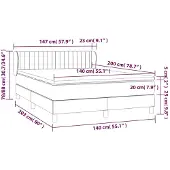 DKD Home Decor Letto a molle con materasso grigio scuro 140x200 cm in tessuto