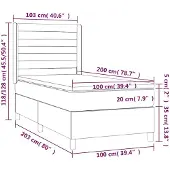 vidaXL Letto a molle con materasso Taupe 100x200 cm in tessuto