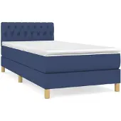 vidaXL Letto a molle con materasso blu 80x200 cm in tessuto
