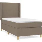 vidaXL Letto a molle con materasso Taupe 90x200 cm in tessuto
