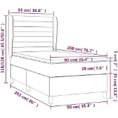 vidaXL Letto a molle con materasso grigio scuro 90x200 cm in tessuto