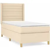 vidaXL Letto a molle con materasso crema 90x190 cm in tessuto